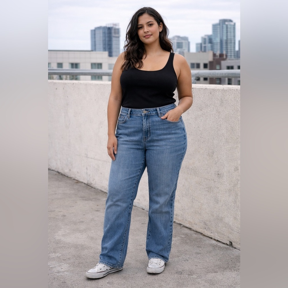 Lee Y2K Relaxed Straight Leg Jeans Size 14 Short Mid Rise Stretch Denim